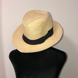 Straw Hat with black bow Old Navy small